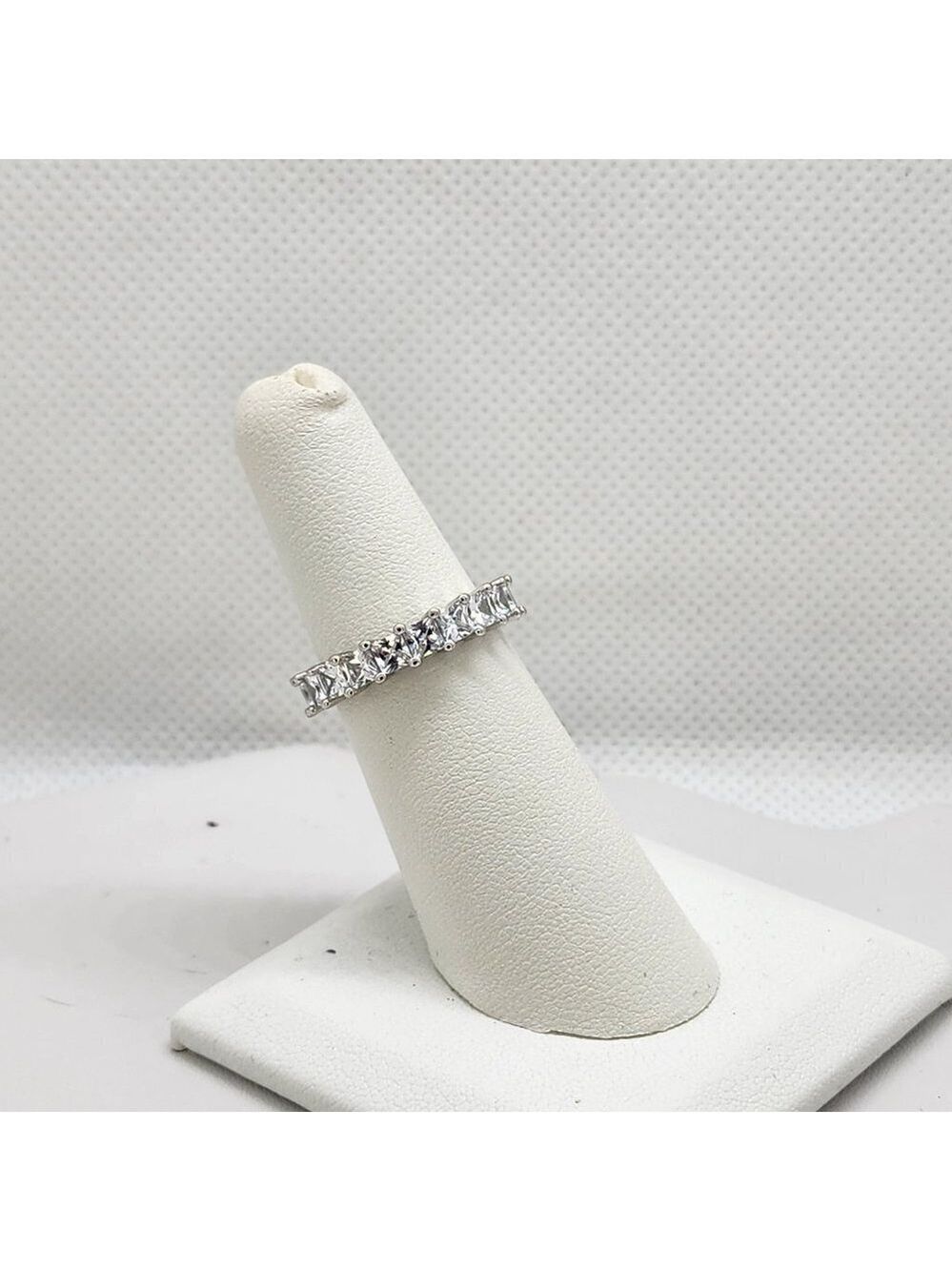 Brand New Sterling Silver 925 Square Gemstone Eternity Ring